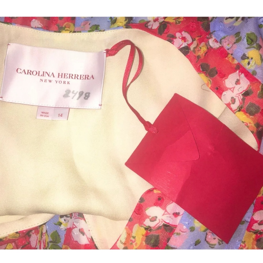 ❤💙 CAROLINA HERRERA Runway Floral Chiffon Maxi 14 - Picture 10 of 11
